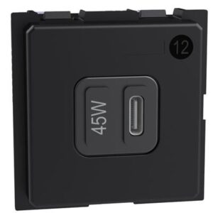 Incarcator USB 2 module tip C 45W Bticino Living Now K4294C, alb, negru, nisip