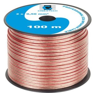Cablu difuzor CCA, 2 x 0.5 mm2, transparent, rola 100 m KAB0354