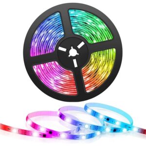 Kit banda LED RGB Smart WiFi Techstar®, SMD 5050, 5m, DC 5V, USB, Control Vocal, Compatibila cu Alexa Amazon si Google Home, Negru