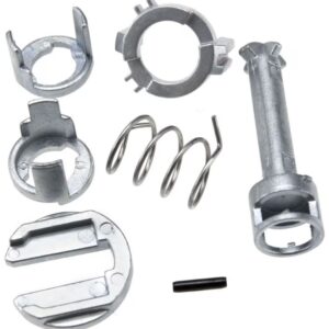 Kit reparatie incuietoare yala usa auto Techstar compatibil BMW Seria 3 E46 1998-2005, fata stanga sau dreapta, 7 piese, metal argintiu, Echiv OE 51218244049