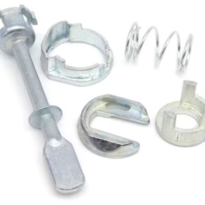 Kit reparatie incuietoare yala usa auto Techstar, compatibil VW Polo Classic 6KV, Caddy 9K, Seat Cordoba, Ibiza, butuc fata stanga sau dreapta, 5 piese, metal, argintiu