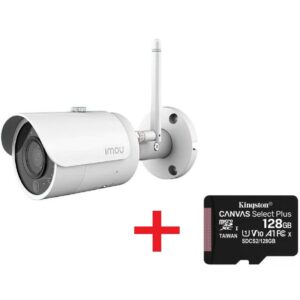 KIT Camera IP Wifi IMOU IPC-F32MIP, 3MP, IR 30m, microfon, IP67 + CARD 128GB