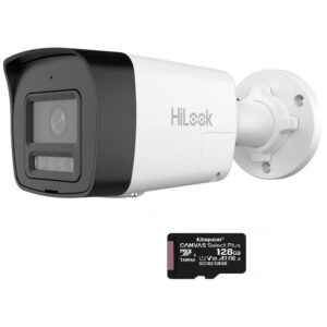 Camera IP Hikvision HiLook 4MP, dual light 30m, microfon si difuzor, IP67, detectie persoane si vehicule cu card de 128 Gb inclus