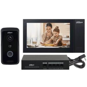 Kit videointerfon Dahua DHI-KTP02, 1MP, IC Card, ecran 7 inch, montaj aparent, 1 familie, WDR, PoE, IP65