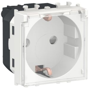 Priza 2P+E 2 module cu obturatoare + capac transparent Schneider Easy Styl LMR5310001, alb