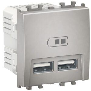 Priza dubla incarcare USB 2 module Schneider Easy Styl LMR9910004, argintiu