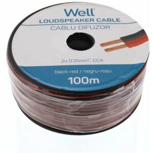 Cablu difuzor rosu/negru 2X0.35mmp, 100m, Well LSP-CCA0.35BR-100-WL