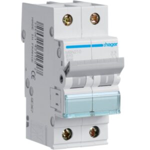 Siguranta automata 2P, 10A, 6kA, curba B Hager MBN210