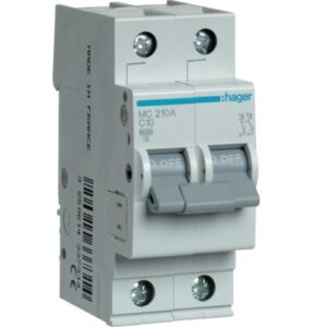 Siguranta automata 2P, 10A, 6kA, C Hager MC210A