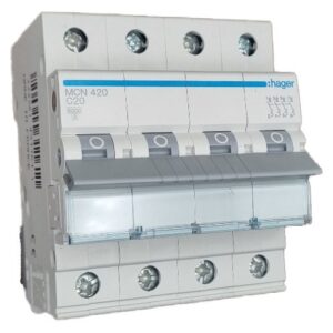 Siguranta automata 4P, 20A, 6kA, curba C Hager MCN420