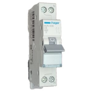 Siguranta automata 1P+N 6A, 4.5kA, curba C Hager MJN506