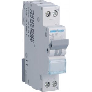 Siguranta automata 1P+N, 20A, curba C, 4.5kA Hager MJN520