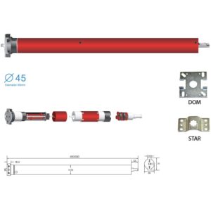 Motor tubular EURO20W/O, 20 Nm, alimentare la retea 230 V