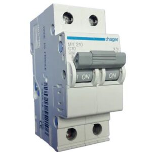 Siguranta automata 2P, 10A, 4,5kA, C, Hager MY210