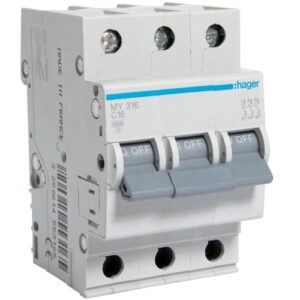 Siguranta automata 3P, 16A, 4,5kA, C, Hager MY316