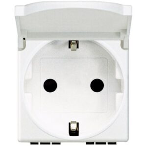 Priza cu capac 2 module Living Light Bticino N4141PW, alb