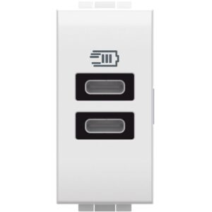 Incarcator Usb 2xtip C 5V 3A Bticino Living Light N4191CC, alb