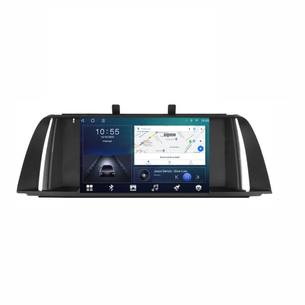 Navigatie dedicata cu Android BMW Seria 5 (F10) 2009 - 2012, 2GB RAM, Radio GPS Dual Zone, Display HD QLED 9" Touchscreen, Internet Wi-Fi si slot SIM 4G, Bluetooth, MirrorLink, USB