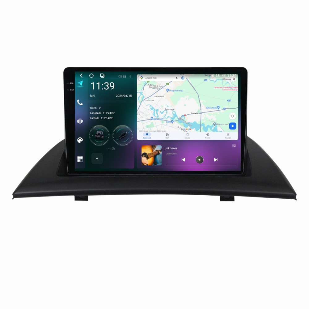 Navigatie dedicata cu Android BMW X3 (E83) 2003 - 2011, 12GB RAM, Radio GPS Dual Zone, Display 2K QLED 9.5" Touchscreen, Internet Wi-Fi si slot SIM 4G, Bluetooth, MirrorLink, USB