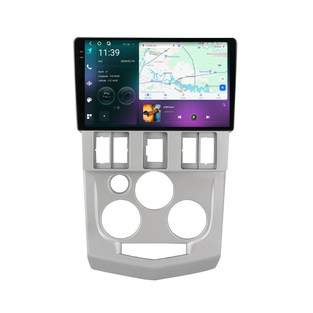 Navigatie dedicata cu Android Dacia Logan I 2004 - 2008, 12GB RAM, Radio GPS Dual Zone, Display 2K QLED 9.5" Touchscreen, Internet Wi-Fi si slot SIM 4G, Bluetooth, MirrorLink, USB