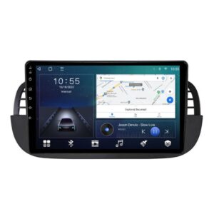 Navigatie dedicata cu Android Fiat 500 2007 - 2015, negru, 2GB RAM, Radio GPS Dual Zone, Display HD QLED 9" Touchscreen, Internet Wi-Fi si slot SIM 4G, Bluetooth, MirrorLink, USB