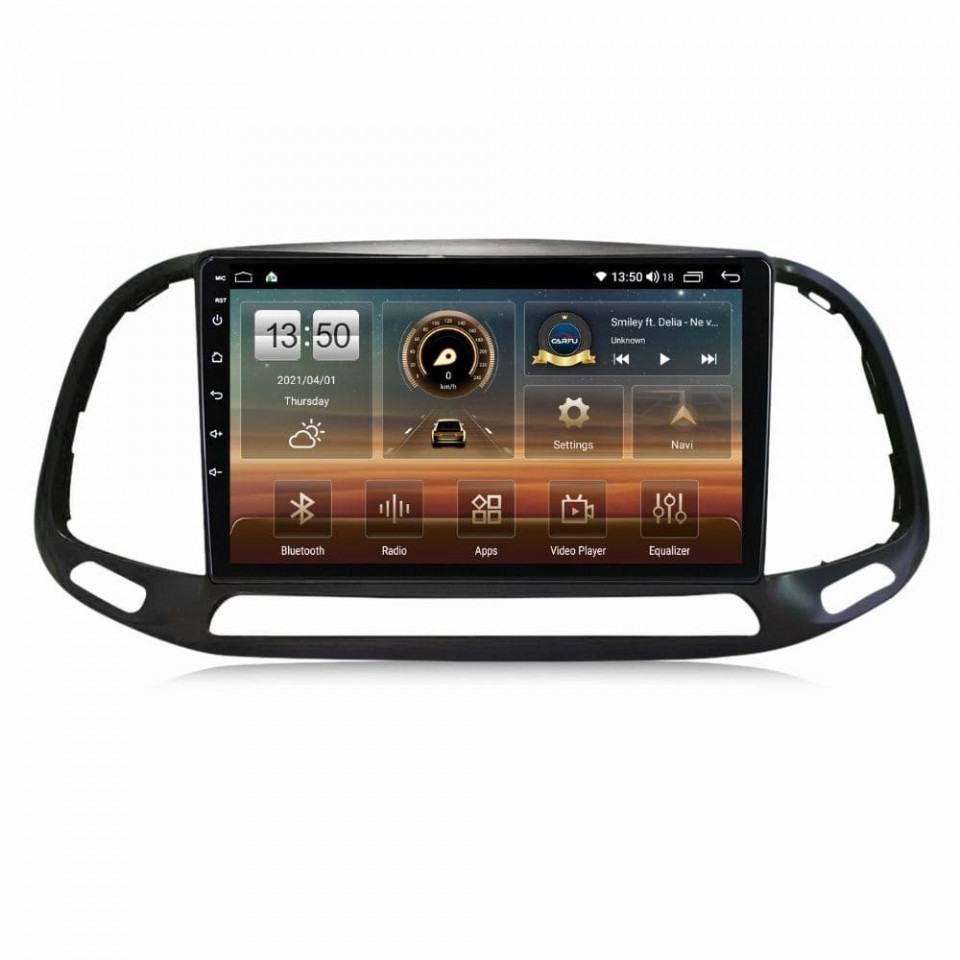 Navigatie dedicata cu Android Fiat Doblo dupa 2015, 6GB RAM, Radio GPS Dual Zone, Display HD QLED 9" Touchscreen, Internet Wi-Fi si slot SIM 4G, Bluetooth, MirrorLink, USB