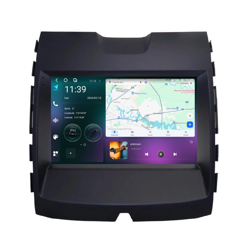 Navigatie dedicata cu Android Ford Edge 2016 - 2021 cu navigatie originala, 12GB RAM, Radio GPS Dual Zone, Display 2K QLED 9.5" Touchscreen, Internet Wi-Fi si slot SIM 4G, Bluetooth, MirrorLink, USB