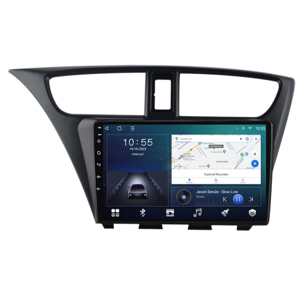 Navigatie dedicata cu Android Honda Civic IX Hatchback 2011 - 2015, 2GB RAM, Radio GPS Dual Zone, Display HD QLED 9" Touchscreen, Internet Wi-Fi si slot SIM 4G, Bluetooth, MirrorLink, USB