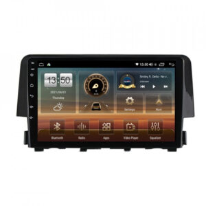 Navigatie dedicata cu Android Honda Civic X 2015 - 2021, 6GB RAM, Radio GPS Dual Zone, Display HD QLED 9" Touchscreen, Internet Wi-Fi si slot SIM 4G, Bluetooth, MirrorLink, USB