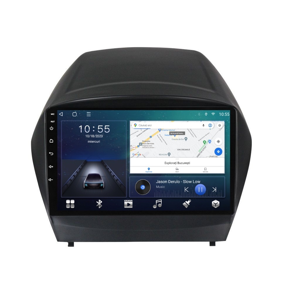 Navigatie dedicata cu Android Hyundai ix35 2009 - 2015, 2GB RAM, Radio GPS Dual Zone, Display HD QLED 9" Touchscreen, Internet Wi-Fi si slot SIM 4G, Bluetooth, MirrorLink, USB