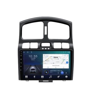 Navigatie dedicata cu Android Hyundai Santa Fe I 2000 - 2006, 2GB RAM, Radio GPS Dual Zone, Display HD QLED 9" Touchscreen, Internet Wi-Fi si slot SIM 4G, Bluetooth, MirrorLink, USB