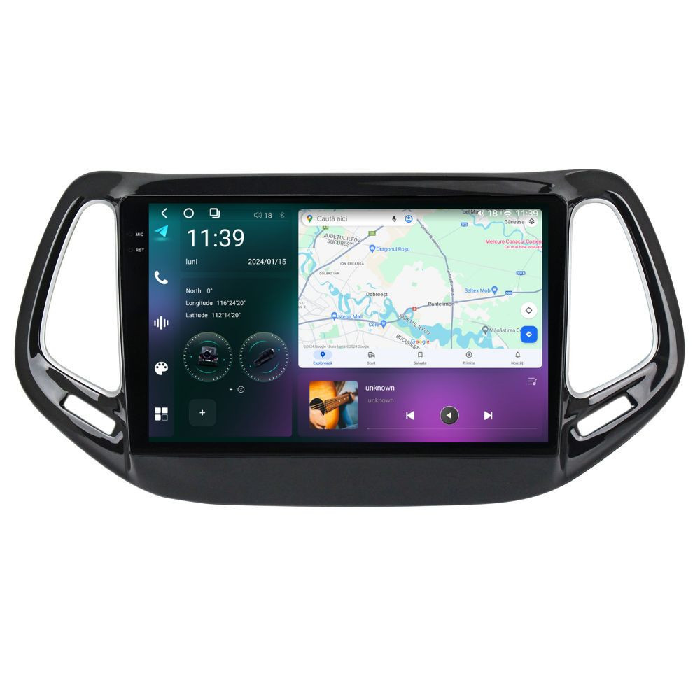 Navigatie dedicata cu Android Jeep Compass II 2016 - 2021, 12GB RAM, Radio GPS Dual Zone, Display 2K QLED 10.36" Touchscreen, Internet Wi-Fi si slot SIM 4G, Bluetooth, MirrorLink, USB