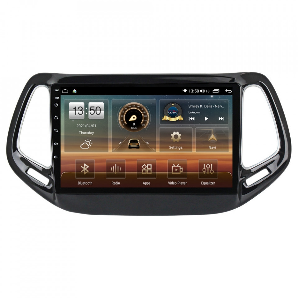 Navigatie dedicata cu Android Jeep Compass II 2016 - 2021, 4GB RAM, Radio GPS Dual Zone, Display HD QLED 10" Touchscreen, Internet Wi-Fi si slot SIM 4G, Bluetooth, MirrorLink, USB