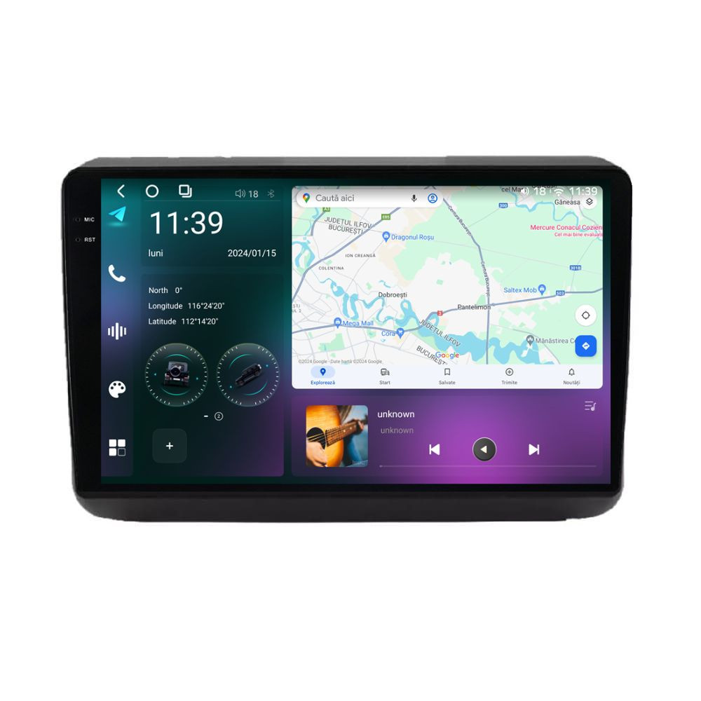 Navigatie dedicata cu Android Jeep Grand Cherokee IV 2014 - 2021, 12GB RAM, Radio GPS Dual Zone, Display 2K QLED 9.5" Touchscreen, Internet Wi-Fi si slot SIM 4G, Bluetooth, MirrorLink, USB