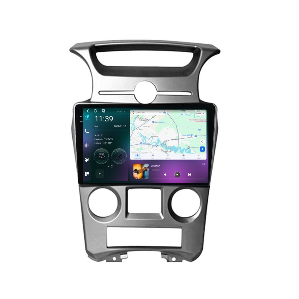 Navigatie dedicata cu Android KIA Carens III 2006 - 2013, clima automata, 12GB RAM, Radio GPS Dual Zone, Display 2K QLED 9.5" Touchscreen, Internet Wi-Fi si slot SIM 4G, Bluetooth, MirrorLink, USB