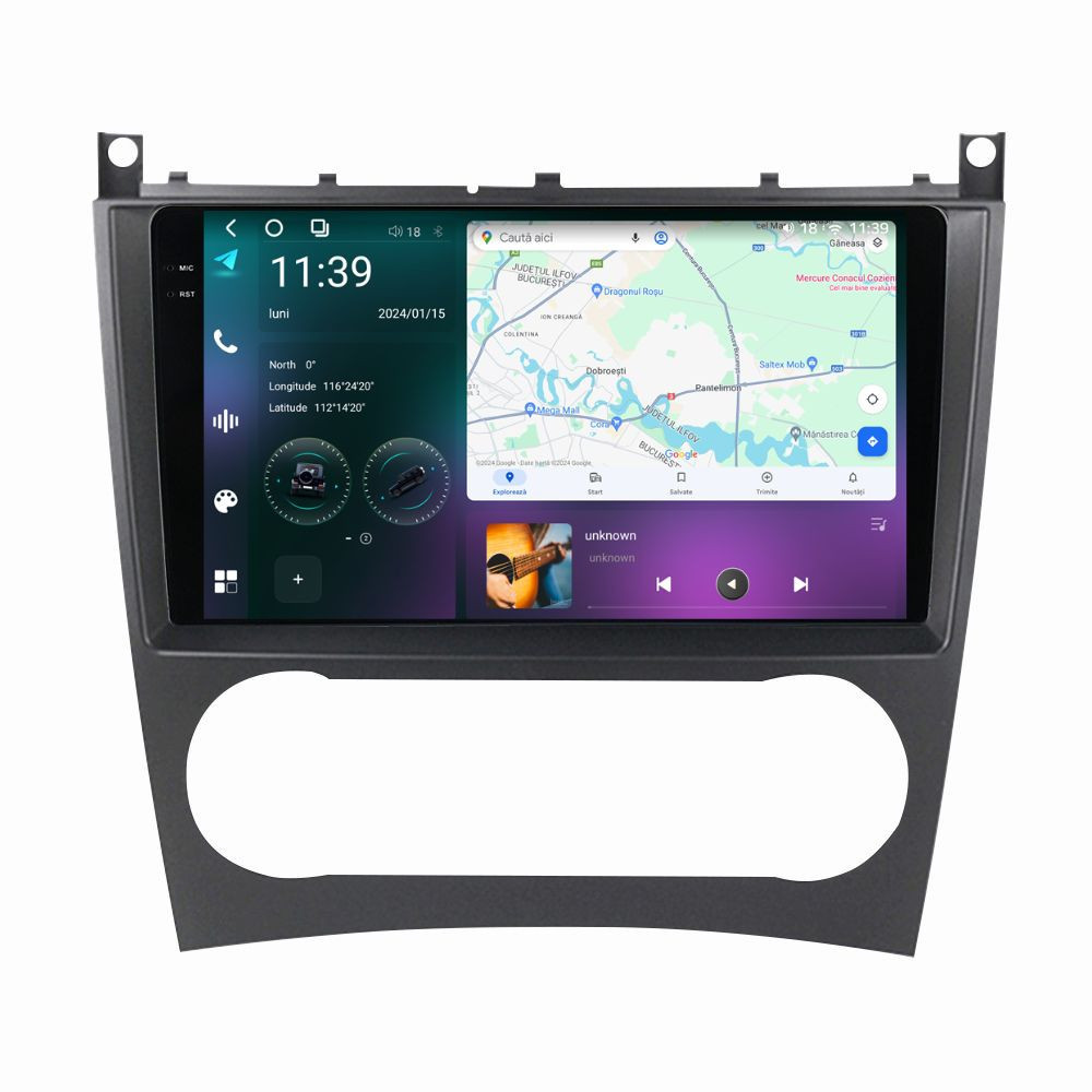 Navigatie dedicata cu Android Mercedes CLC-Class CL203 2008 - 2011, 12GB RAM, Radio GPS Dual Zone, Display 2K QLED 9.5" Touchscreen, Internet Wi-Fi si slot SIM 4G, Bluetooth, MirrorLink, USB