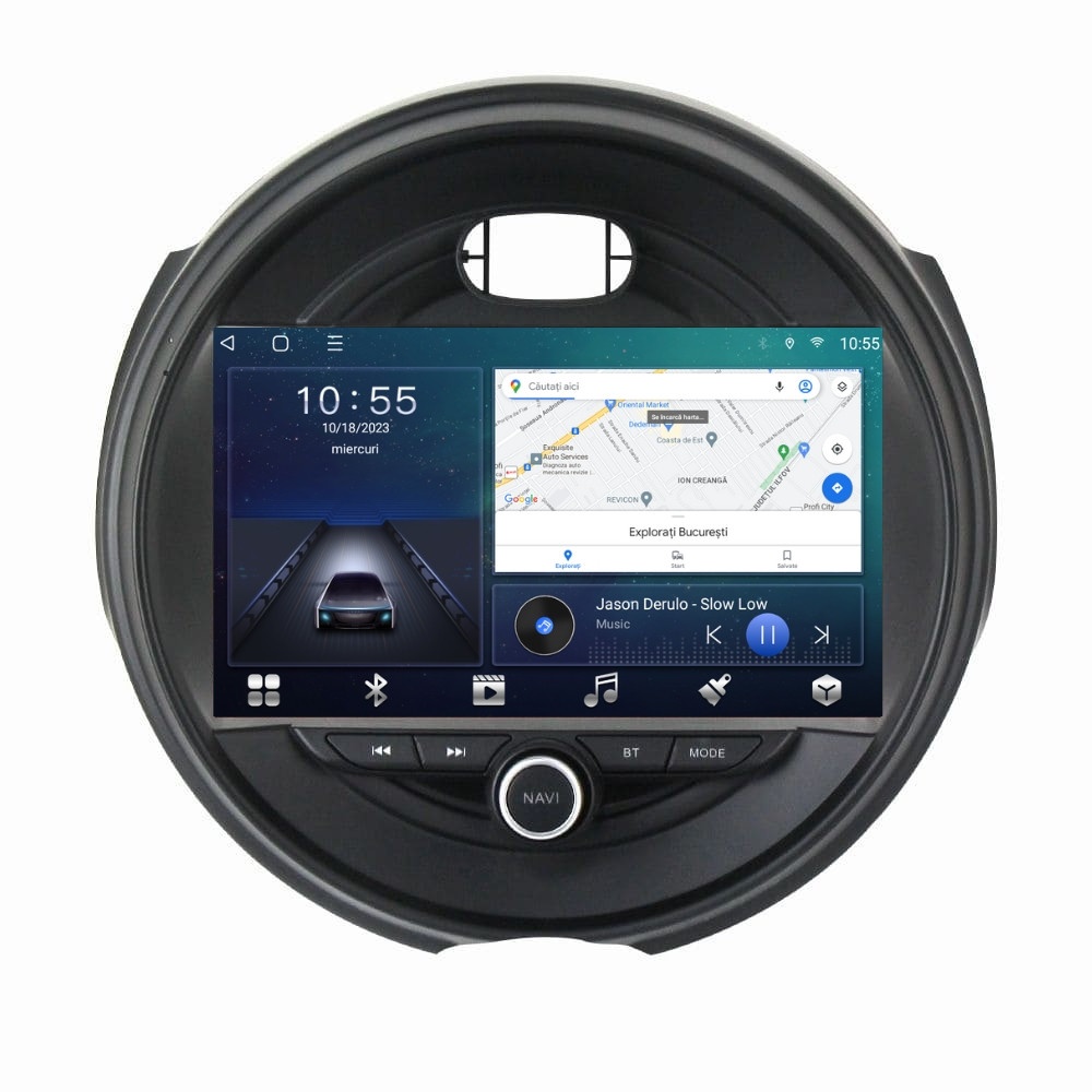 Navigatie dedicata cu Android Mini Cooper / One (F55, F56, F57) 2014 - 2020, 2GB RAM, Radio GPS Dual Zone, Display HD QLED 9" Touchscreen, Internet Wi-Fi si slot SIM 4G, Bluetooth, MirrorLink, USB