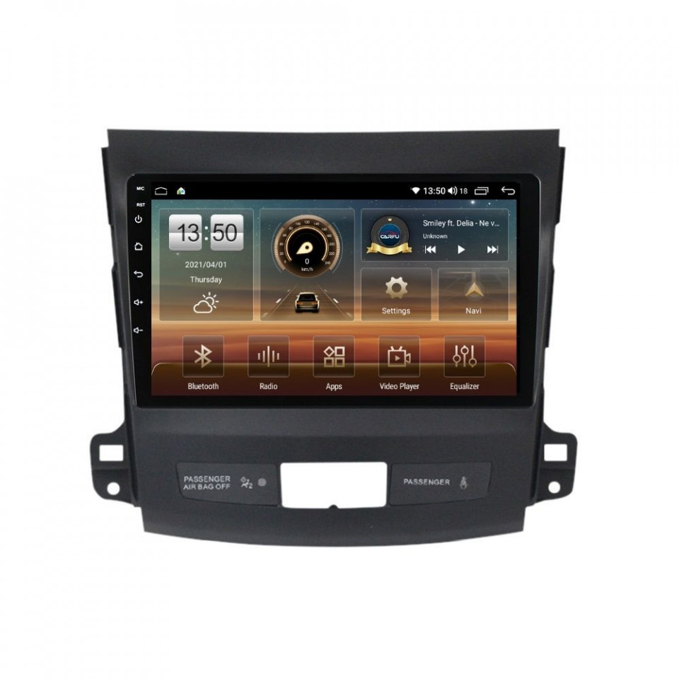 Navigatie dedicata cu Android Mitsubishi Outlander II 2006 - 2012, 4GB RAM, Radio GPS Dual Zone, Display HD QLED 9" Touchscreen, Internet Wi-Fi si slot SIM 4G, Bluetooth, MirrorLink, USB