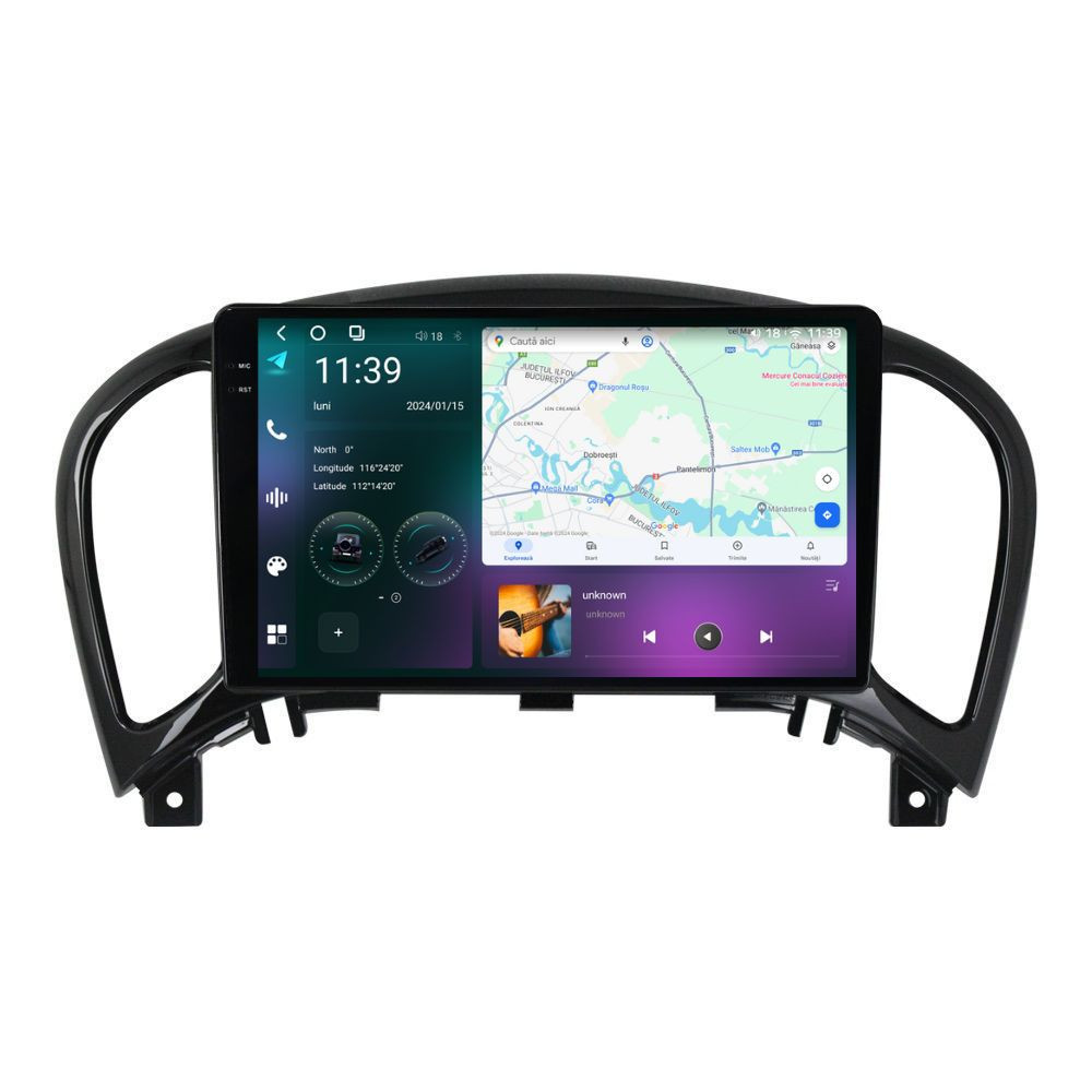 Navigatie dedicata cu Android Nissan Juke 2010 - 2019, 12GB RAM, Radio GPS Dual Zone, Display 2K QLED 9.5" Touchscreen, Internet Wi-Fi si slot SIM 4G, Bluetooth, MirrorLink, USB