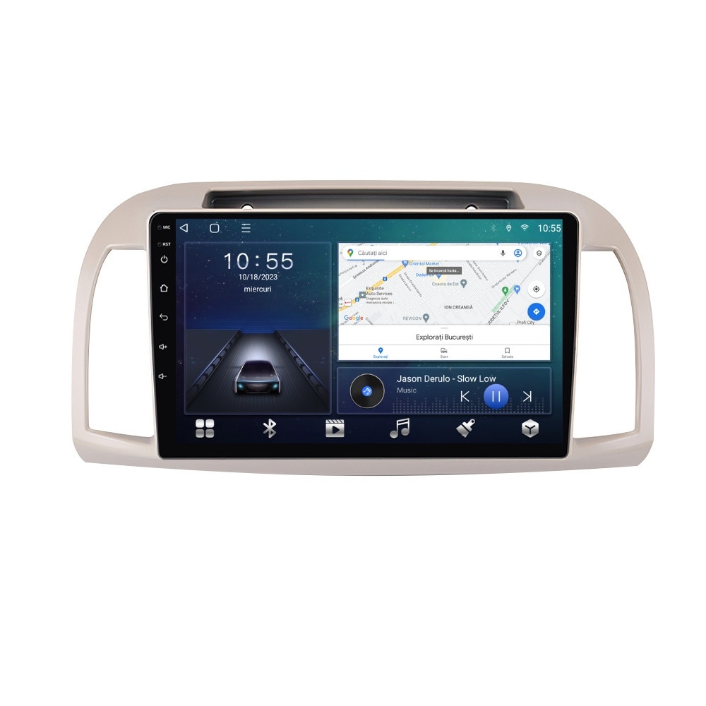 Navigatie dedicata cu Android Nissan Micra III 2003 - 2010, 2GB RAM, Radio GPS Dual Zone, Display HD QLED 9" Touchscreen, Internet Wi-Fi si slot SIM 4G, Bluetooth, MirrorLink, USB
