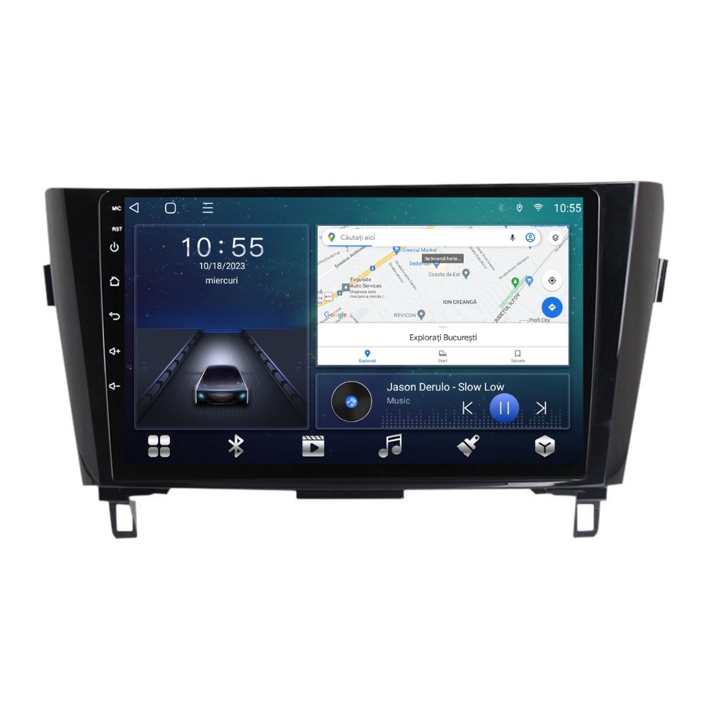 Navigatie dedicata cu Android Nissan Qashqai II 2014 - 2021, 2GB RAM, Radio GPS Dual Zone, Display HD QLED 10" Touchscreen, Internet Wi-Fi si slot SIM 4G, Bluetooth, MirrorLink, USB