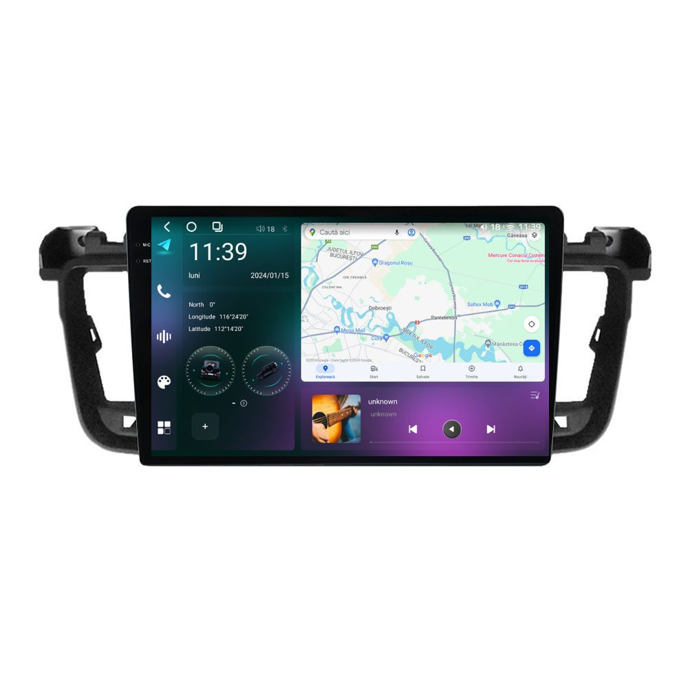 Navigatie dedicata cu Android Peugeot 508 I 2010 - 2018, 12GB RAM, Radio GPS Dual Zone, Display 2K QLED 9.5" Touchscreen, Internet Wi-Fi si slot SIM 4G, Bluetooth, MirrorLink, USB
