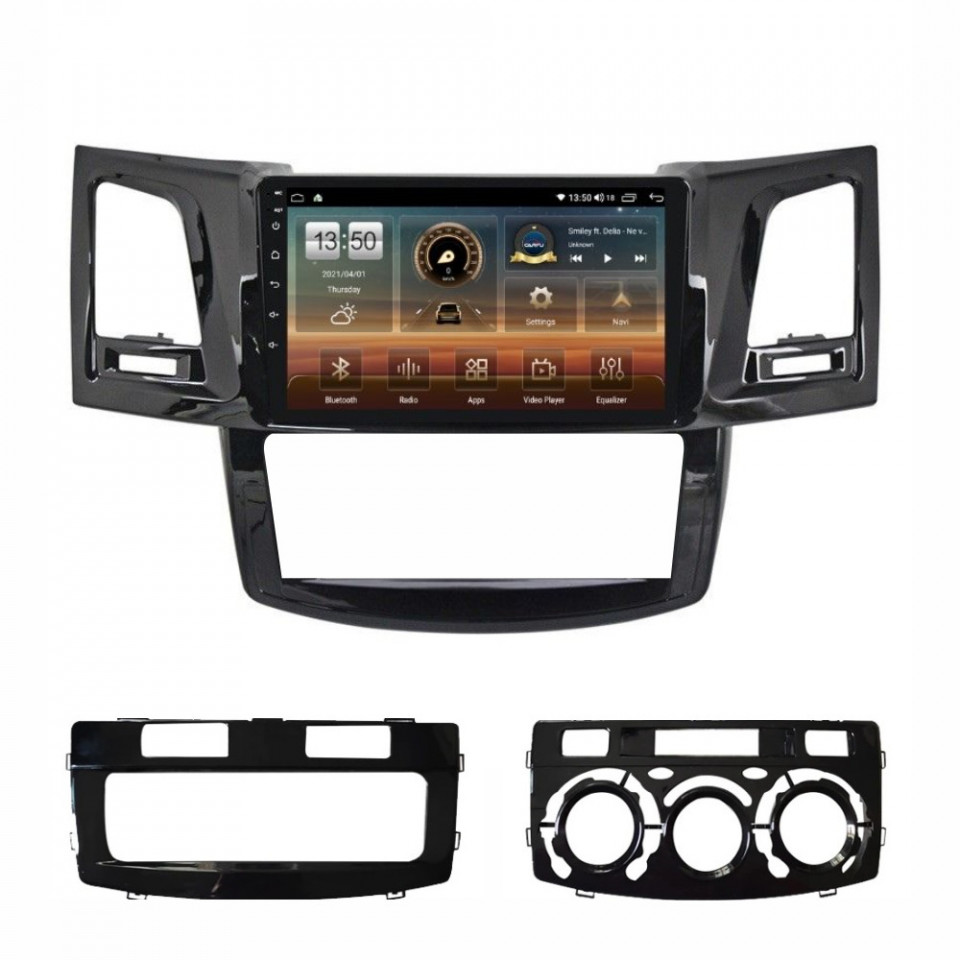 Navigatie dedicata cu Android Toyota Hilux VII 2004 - 2015, 6GB RAM, Radio GPS Dual Zone, Display HD QLED 9" Touchscreen, Internet Wi-Fi si slot SIM 4G, Bluetooth, MirrorLink, USB