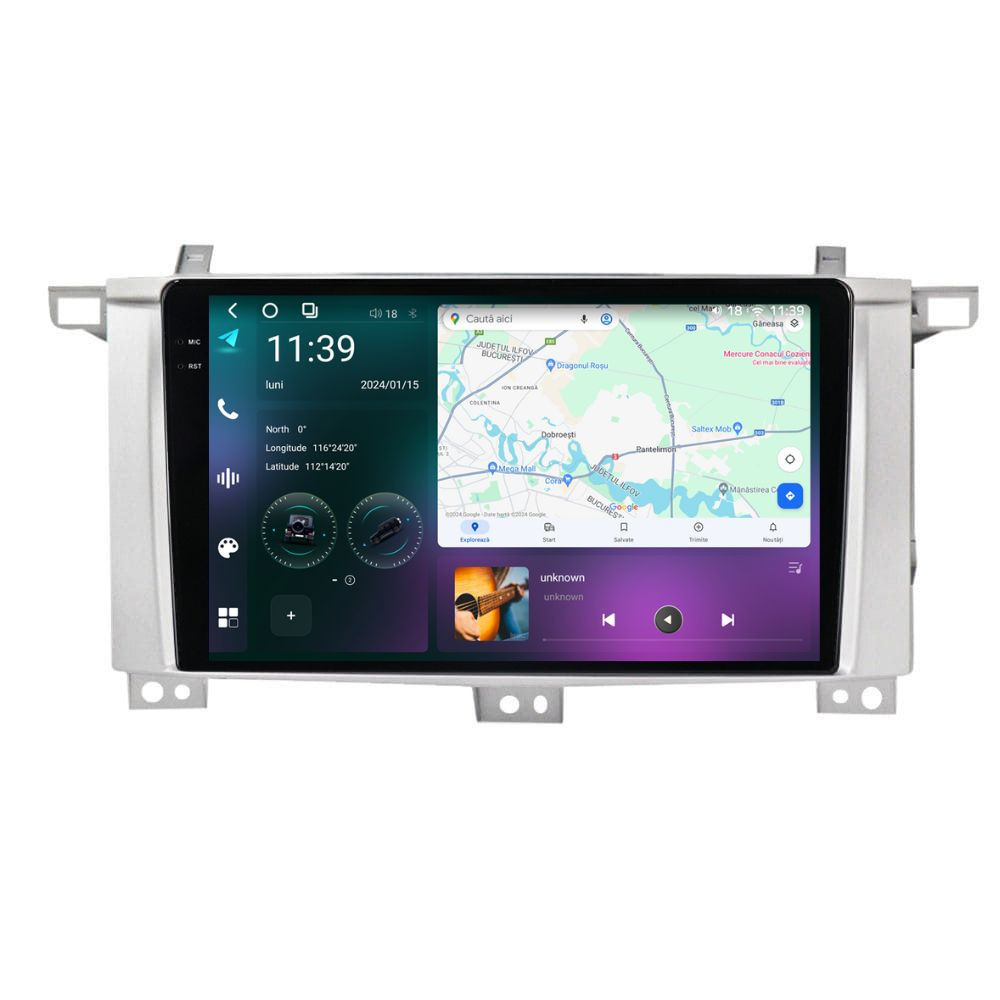 Navigatie dedicata cu Android Toyota Land Cruiser J100 2002 - 2008, 12GB RAM, Radio GPS Dual Zone, Display 2K QLED 9.5" Touchscreen, Internet Wi-Fi si slot SIM 4G, Bluetooth, MirrorLink, USB