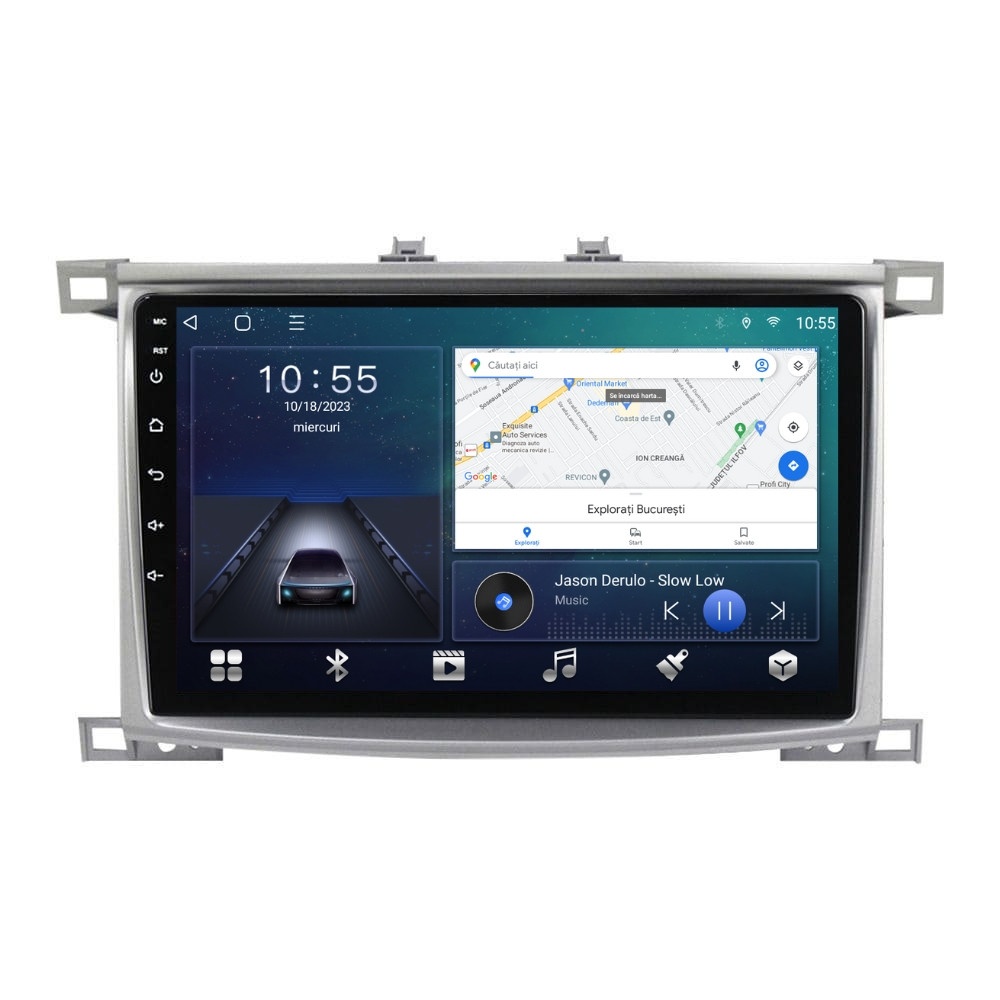 Navigatie dedicata cu Android Toyota Land Cruiser J100 2002 - 2008, 2GB RAM, Radio GPS Dual Zone, Display HD QLED 10" Touchscreen, Internet Wi-Fi si slot SIM 4G, Bluetooth, MirrorLink, USB
