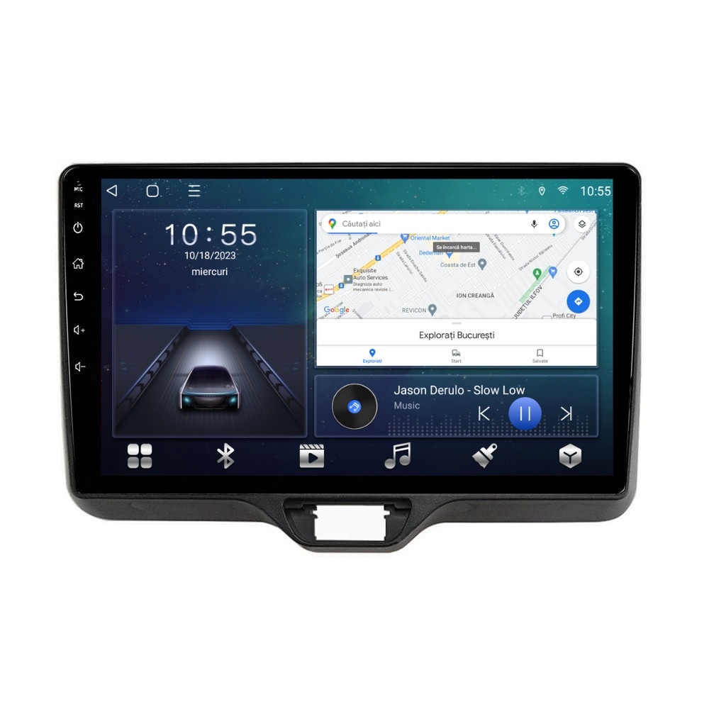 Navigatie dedicata cu Android Toyota Yaris P21 dupa 2020, 2GB RAM, Radio GPS Dual Zone, Display HD QLED 10" Touchscreen, Internet Wi-Fi si slot SIM 4G, Bluetooth, MirrorLink, USB