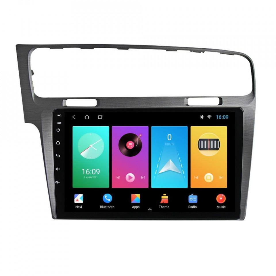 Navigatie dedicata cu Android VW Golf VII 2012 - 2019, argintiu, 1GB RAM, Radio GPS Dual Zone, Display HD IPS 10" Touchscreen, Internet Wi-Fi, Bluetooth, MirrorLink, USB