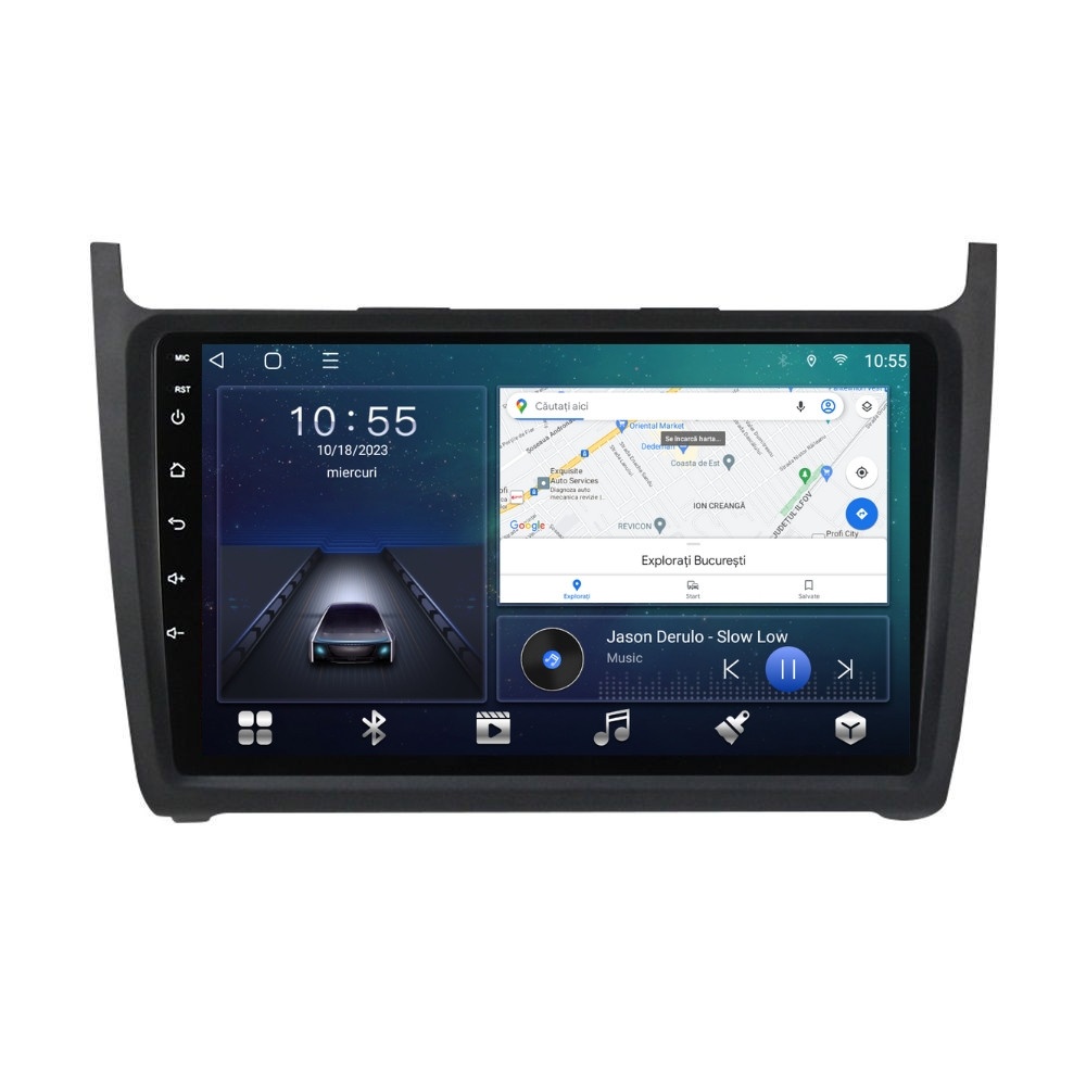 Navigatie dedicata cu Android VW Polo 6R 2009 - 2018, 2GB RAM, Radio GPS Dual Zone, Display HD QLED 9" Touchscreen, Internet Wi-Fi si slot SIM 4G, Bluetooth, MirrorLink, USB