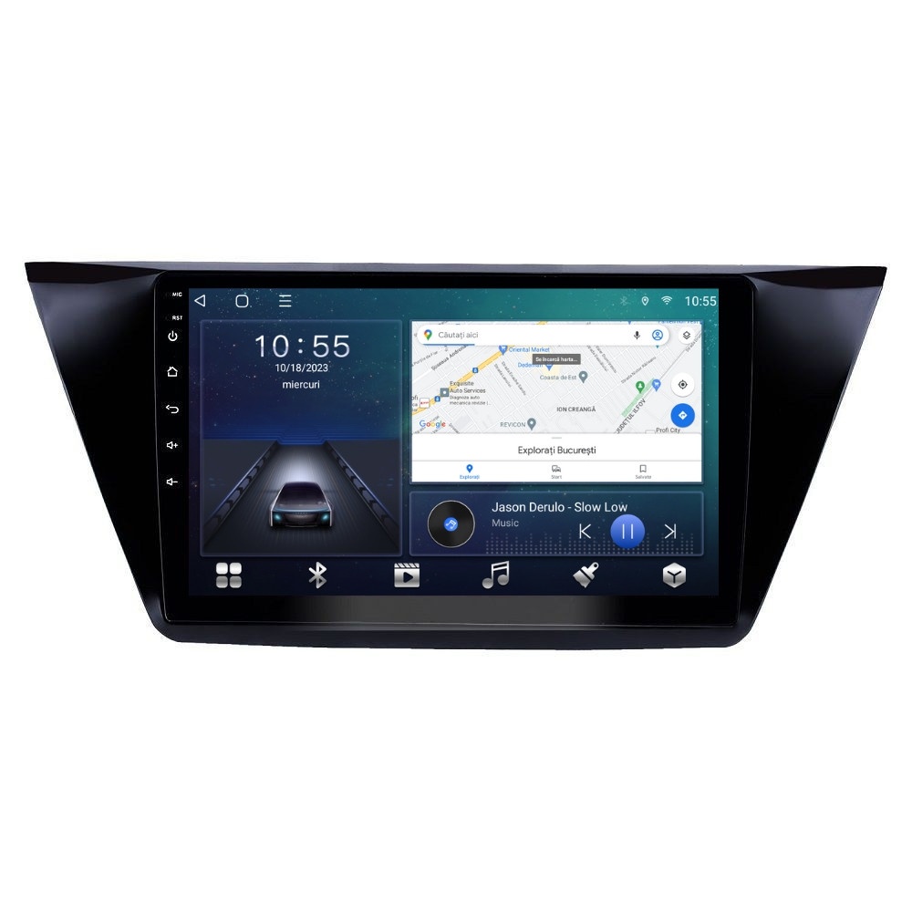 Navigatie dedicata cu Android VW Touran III dupa 2015, 2GB RAM, Radio GPS Dual Zone, Display HD QLED 10" Touchscreen, Internet Wi-Fi si slot SIM 4G, Bluetooth, MirrorLink, USB