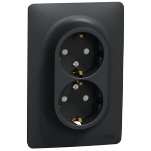 Priza dubla 2P+E 16A Schneider Noua Unica NU206754, antracit